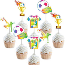 Jollboom Soccer Cupcake Toppers Double-Sided 24 pcs