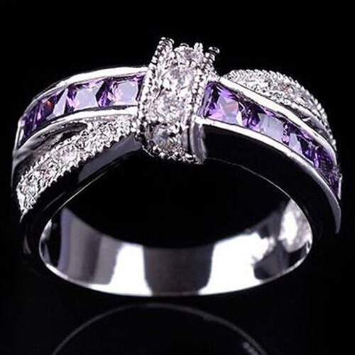 Women's Wedding Ring with Clear Zircon Inlay Size 6 1