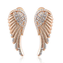 Women's Rose Gold Plated Angel Wings Crystal Ear Studs