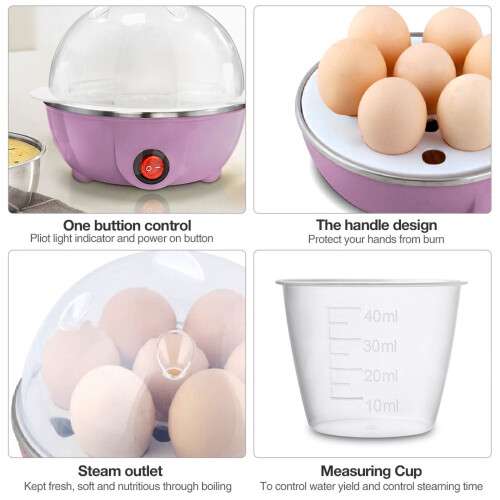 Electric Egg Cooker Stainless Steel 7-Egg Capacity 2