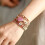 Boho Natural Stone Heart Charm Bracelet Red Multicolor 6