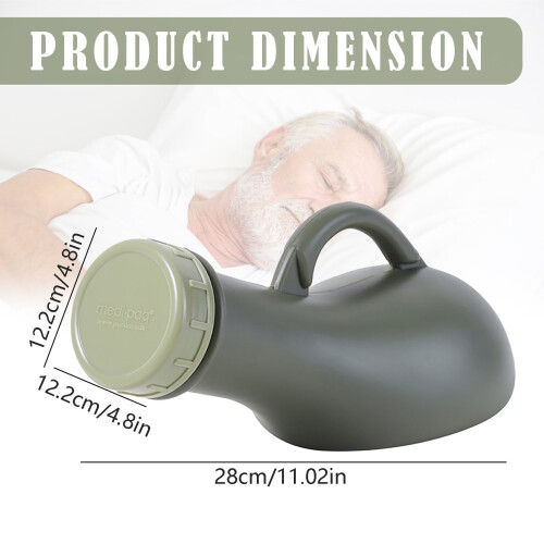 Urinal Bottle Army Green 1000ml Spillproof 2