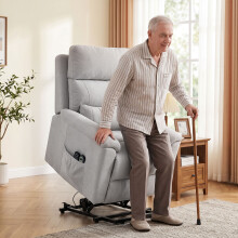 HOMCOM Power Lift Recliner, Lift Chair with Massage and Heat, Light Grey
