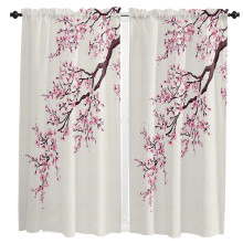 Watercolor Pink Cherry Blossom Curtains for Living Room