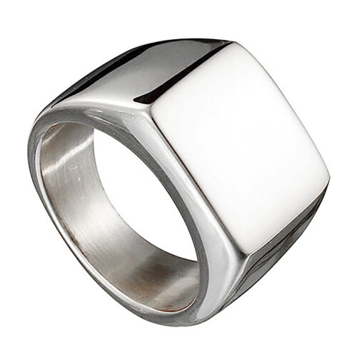Wedding Ring Stainless Steel Square Band for Men Silver