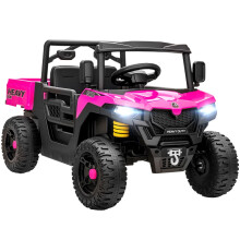 Kids Ride on Car, 12V Electric Kids UTV with Electric Dump Bed, 4-Wheel Suspension for 3-8 Years, Pink