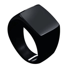 Wedding Ring Stainless Steel Square Band for Men Black Size