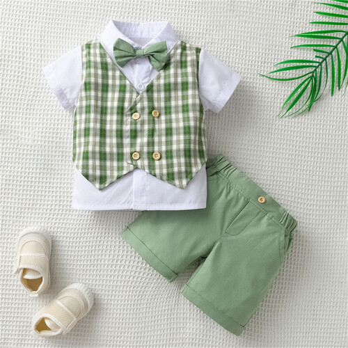 Baby Boy Green Short-Sleeve Outfit Set 1