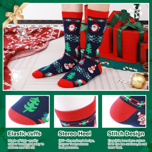 Men's Funny Christmas Socks Colorful Patterned Crew Socks 6 2