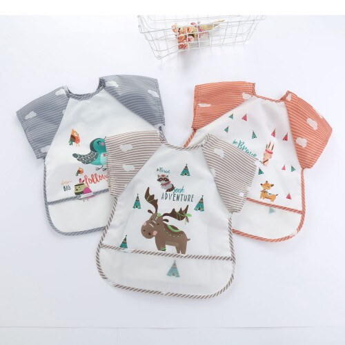 Baby Bibs Short Sleeve Waterproof 3PCS