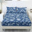 King Size Fitted Sheet Set 1+2 Blue Floral Stretch Bedding 1