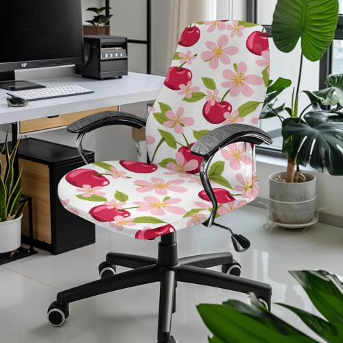 Bürostuhlbezug, weich, universell passend, Größe L, Kirschblume 1