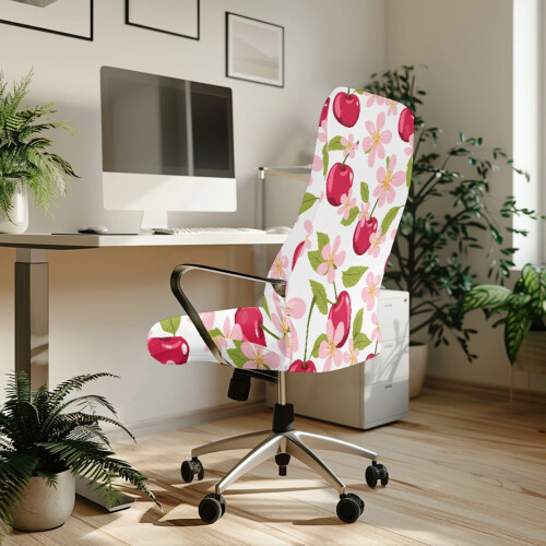 Bürostuhlbezug, weich, universell passend, Größe L, Kirschblume 2