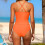 Costume intero da donna a coste con reggiseno imbottito e aperto 5