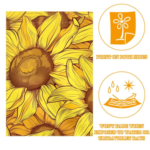 Gartenflagge mit nahtlosem gelbem Sonnenblumenmuster, doppelseitig 1