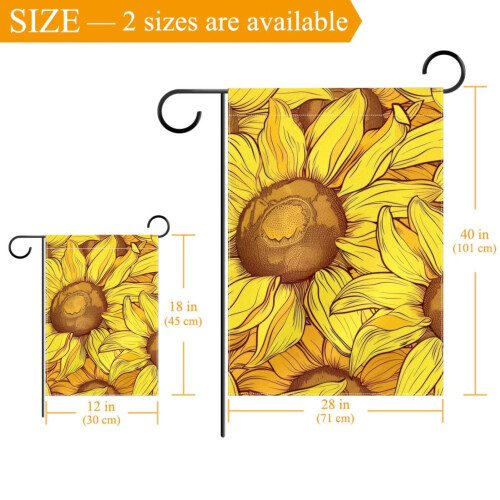Gartenflagge mit nahtlosem gelbem Sonnenblumenmuster, doppelseitig 2