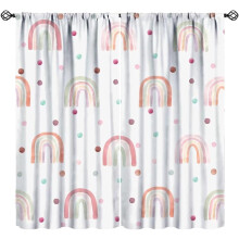 Boho Rainbow Curtains Pink Blue Polka Dot 84x84 in