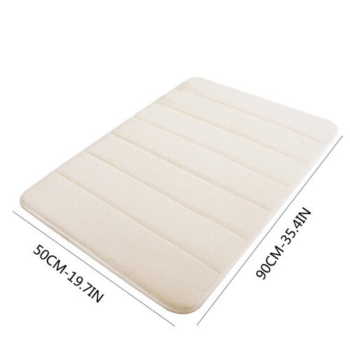 Tapis de bain rayé en mousse à mémoire de forme 51 x 89 cm blanc 2