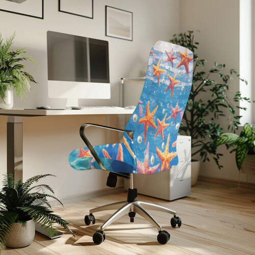 Housse de chaise de bureau extensible Starfish Pearl, taille universelle 2
