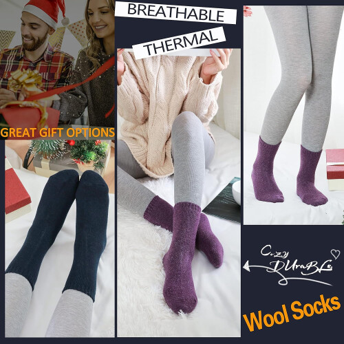 Merino Wool Socks Thermal Warm Winter Thick Hiking Crew 1