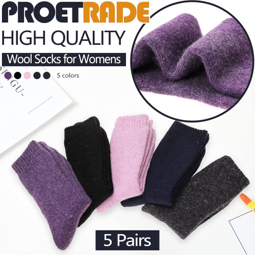 Merino Wool Socks Thermal Warm Winter Thick Hiking Crew 2