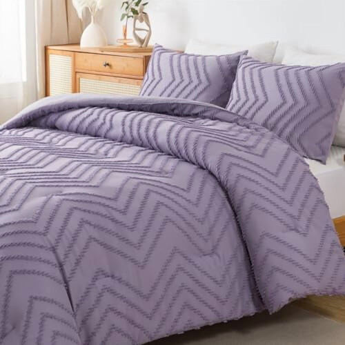 Purple Boho Queen Comforter Set Microfiber 3-Piece 1