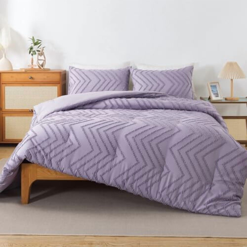Purple Boho Queen Comforter Set Microfiber 3-Piece 2