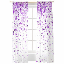Purple Polka Dot Sheer Curtains Voile 52x84 Inch 2 Panels