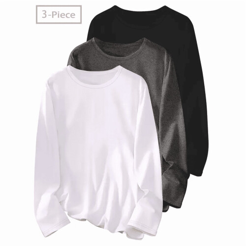 Women's Plus Size Long Sleeve Crew Neck T-Shirts 3-Pack 2