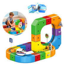 Magnetic Electric Car Toy Set Snap-On Track 51 Pcs