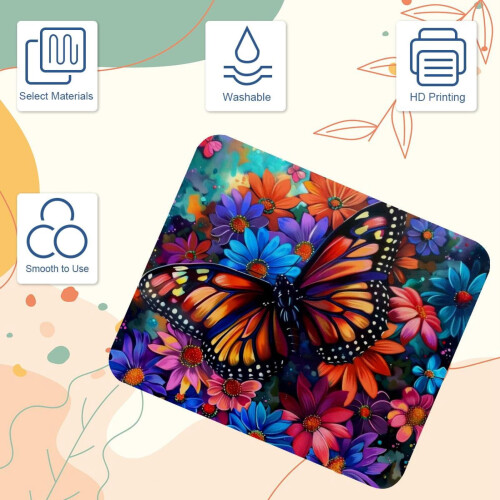 Ποντίκι Butterfly Flower 21x25cm με αντιολισθητική βάση από καουτσούκ 2