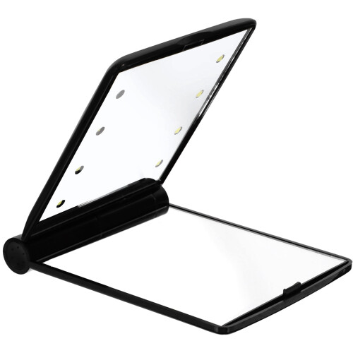 LED Vanity Mirror Portable Triple Mirror Stand Black