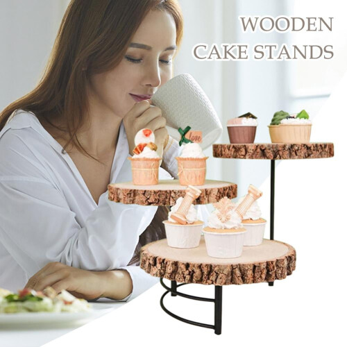 Ξύλινη βάση για cupcakes, ρουστίκ δίσκος σερβιρίσματος 3 επιπέδων 2