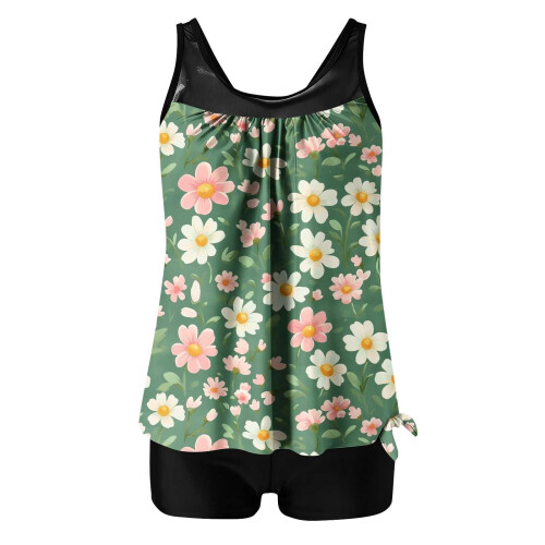 Dames tankini set, hoog model badpak met ingebouwde 2