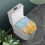 WC-Deckelbezug mit Blumenmuster, waschbar, aus Polyester, rund 2