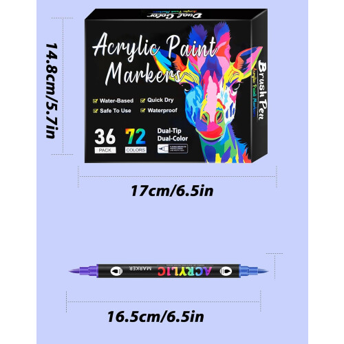 Acrylfarbenmarker-Set mit doppelseitigen Pinselspitzen 1