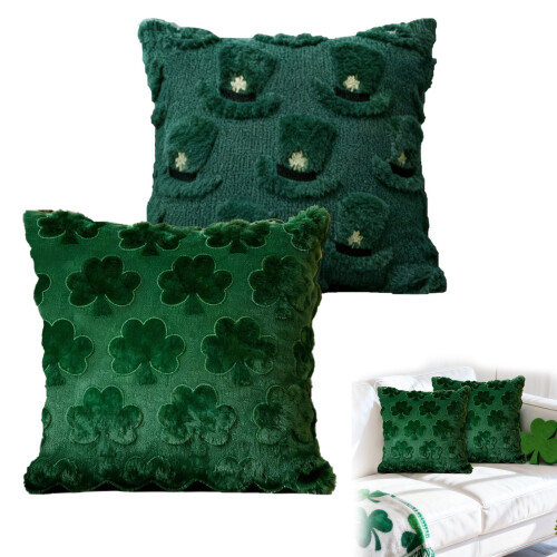 Ensemble de 4 housses de coussin pour la Saint-Patrick, 45 x 45 cm, vertes 1