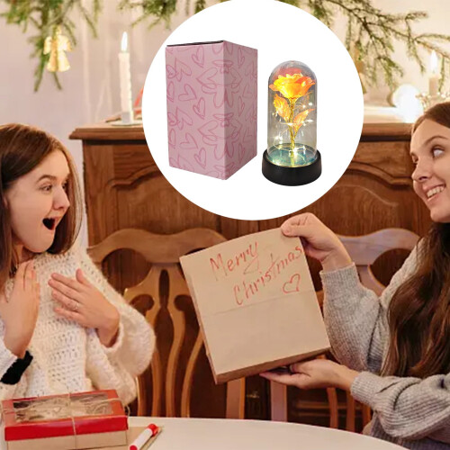Rose Galaxy préservée sous dôme de verre avec éclairage LED 1