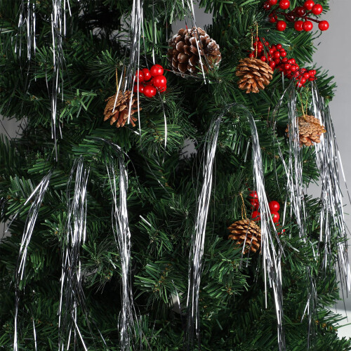 Silver Tinsel Icicles Christmas Tree Decor 3000 Strands 50cm 2