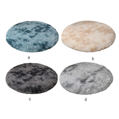 Round Tie-Dyed Carpet Beige Light Tan 5x7 ft 1