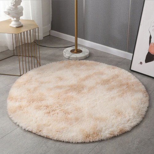Round Tie-Dyed Carpet Beige Light Tan 5x7 ft 2