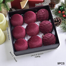 Black Velvet Christmas Ornaments 80mm 9-Pack