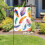 Drapeau de jardin aquarelle à plumes colorées, double face, 12x 5
