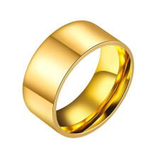 Stainless Steel Minimalist Ring Gold 10mm Size 11