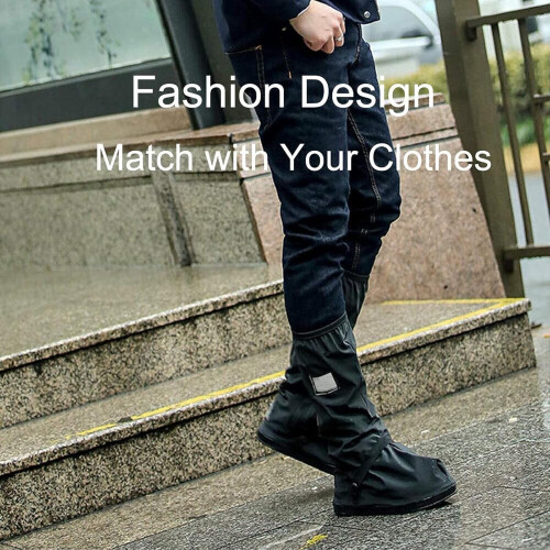 Waterproof Shoe Covers Reusable Foldable Black 2