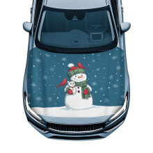 Car Hood Cover Snowman Polyester-Spandex 59.05x39.37 Inches