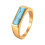 Stainless Steel Blue Turquoise Ring Gold Size 8 1