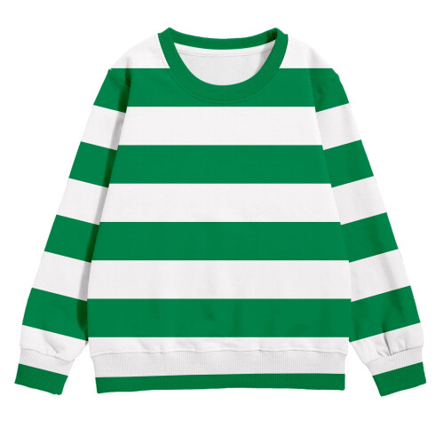 Girls Striped Sweatshirt Long Sleeve Crewneck Pullover Top
