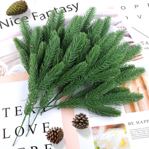 TETOU Artificial Norfolk Pine Branches Green Cedar Sprigs 2