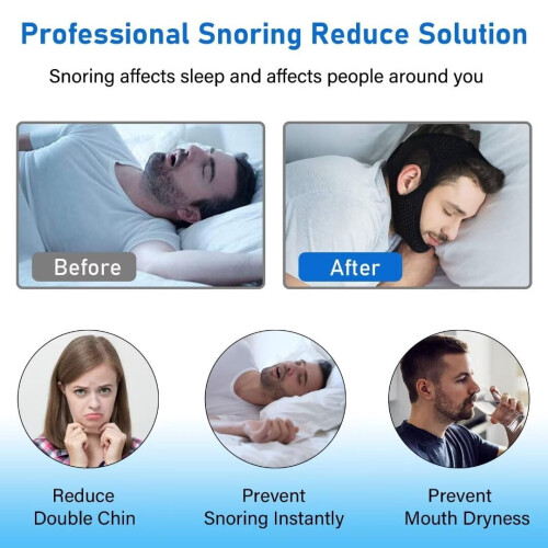 Anti-Snore Chin Strap Adjustable Breathable Black 1